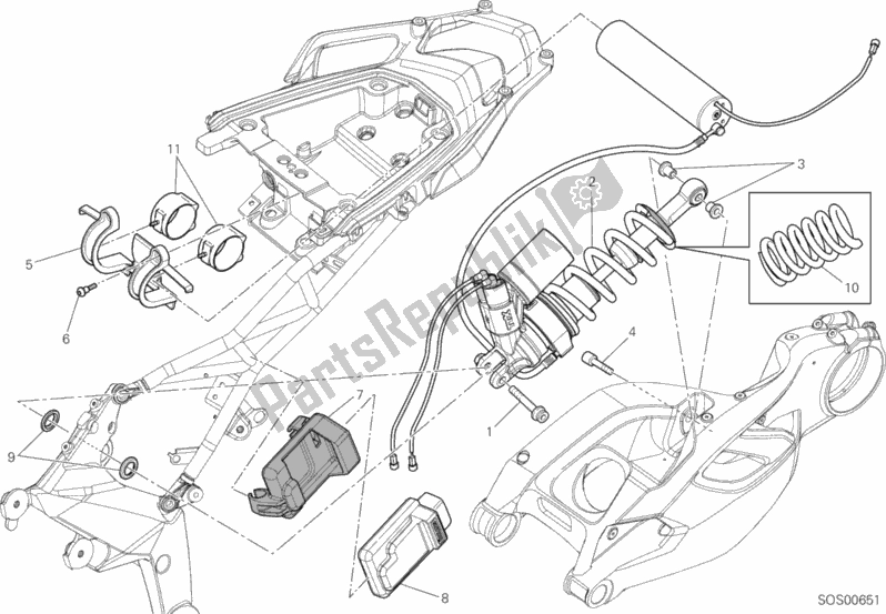 All parts for the Rear Shock Absorber of the Ducati Multistrada 1200 S Sport 2012